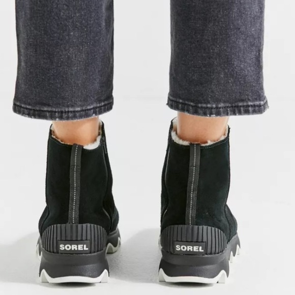 Sorel Kinetic boots size 9 leather suede booties black wedges zipper winter - Picture 11 of 13